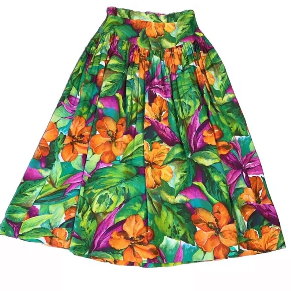 Vintage 80s Platinum By Dorothy Schoelen Colorful Floral Skirt